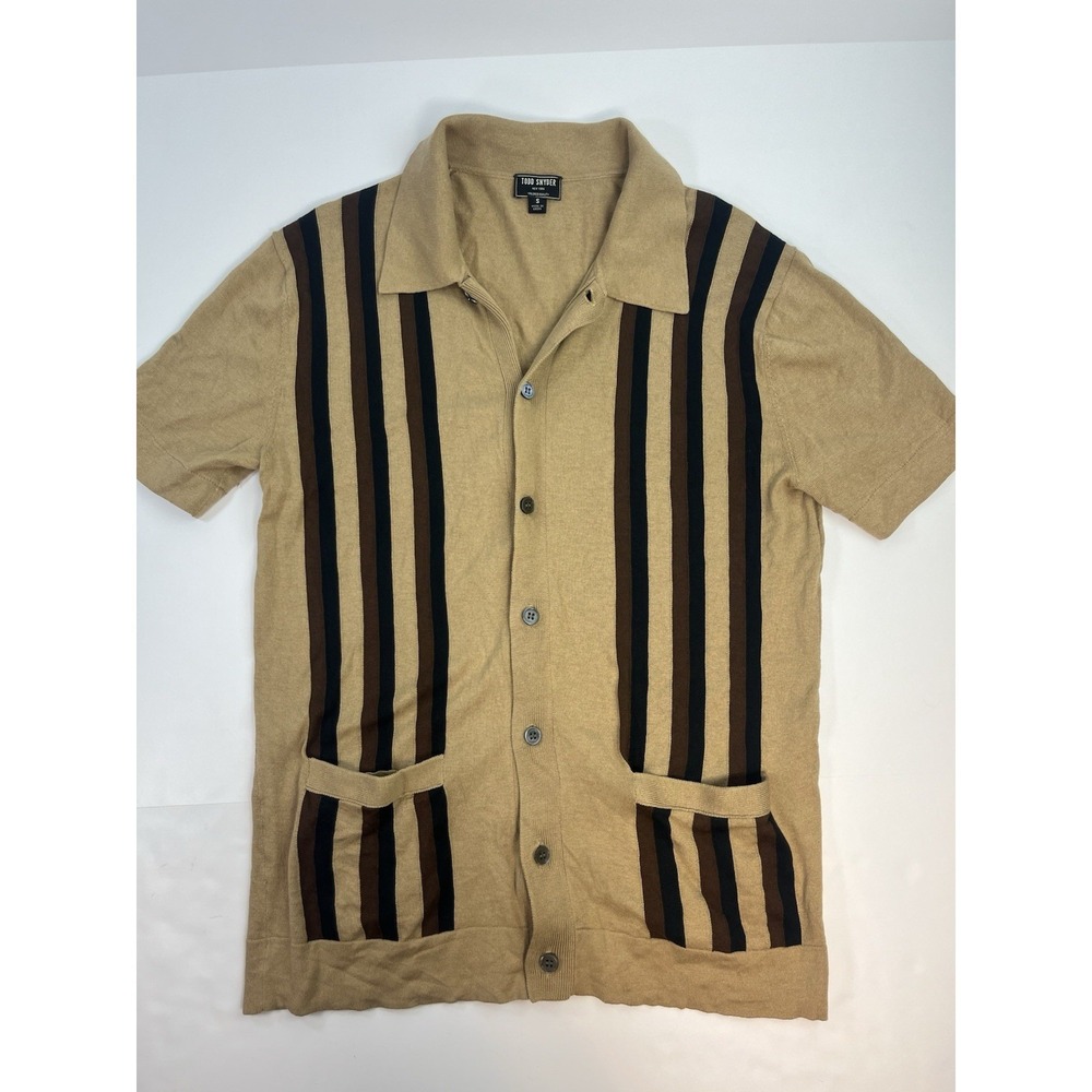 Todd Snyder Stripped Button Down Shirt Tan Brown Grandpa Style Size Small